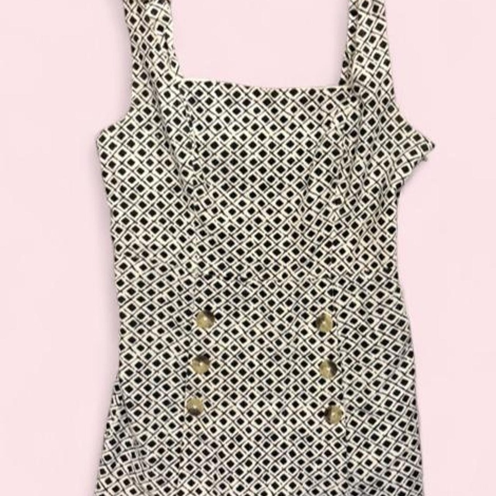 Urban Outfitters Geometric Diamond Button Front Romper Black White Petite S